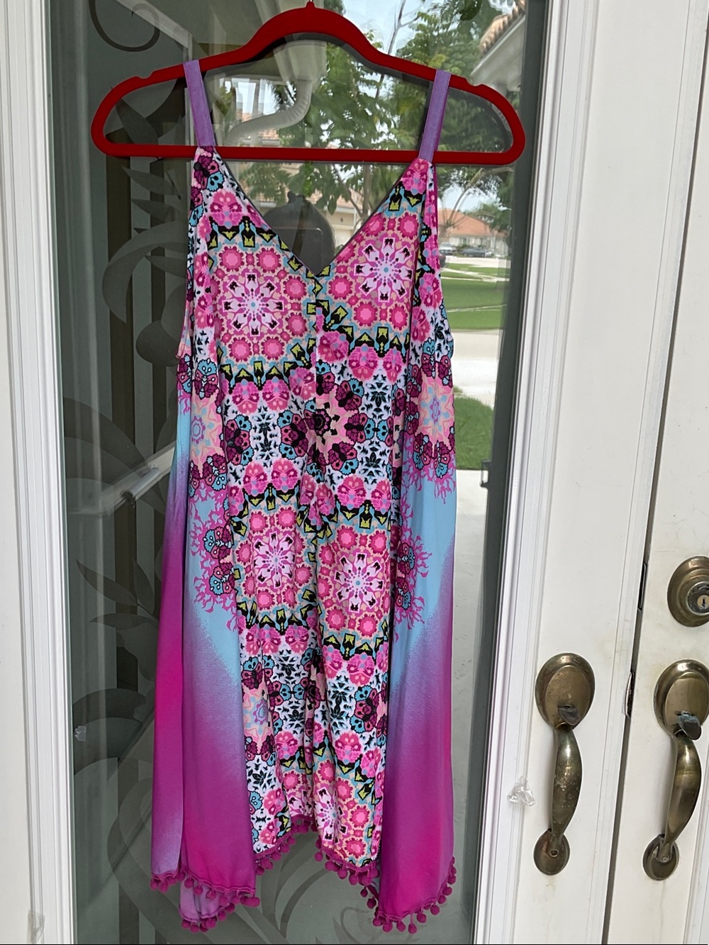 NYC Pink and Light Blue Floral Printed Sleeveless Dress
